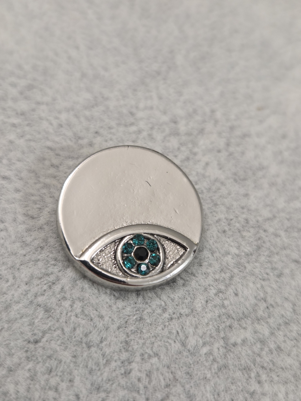 Silver Tone Round Evil Eye Nazar Pendant Protection Charm Mediterranean GoodLuck